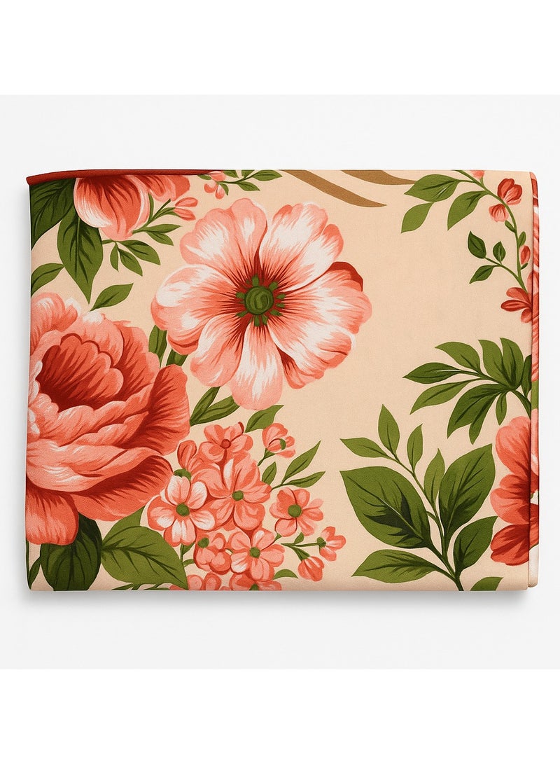 King Size Floral Cotton Bedsheet 240x270 cm with 2 Pillowcases 75x47 cm – 144 TC – Soft & Breathable – Peach Rose Design  - Image 3