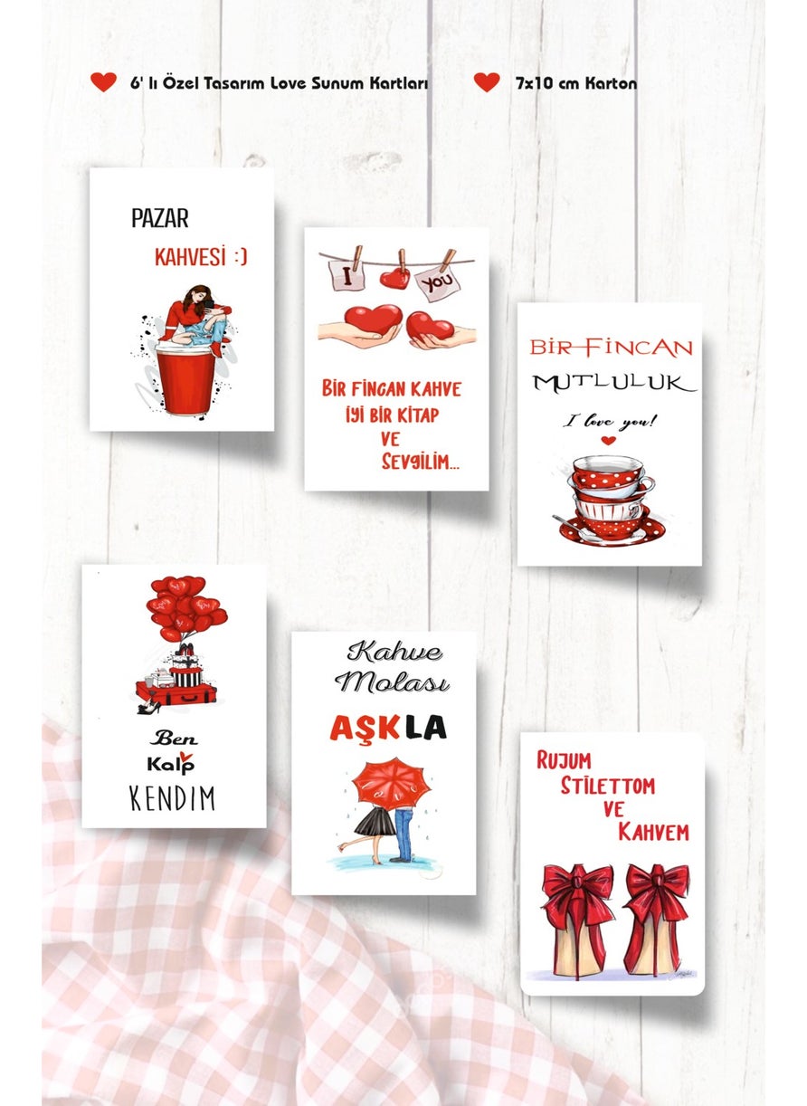 HSN Love Themed Coffee Presentation Cards 6 Motto Cards 