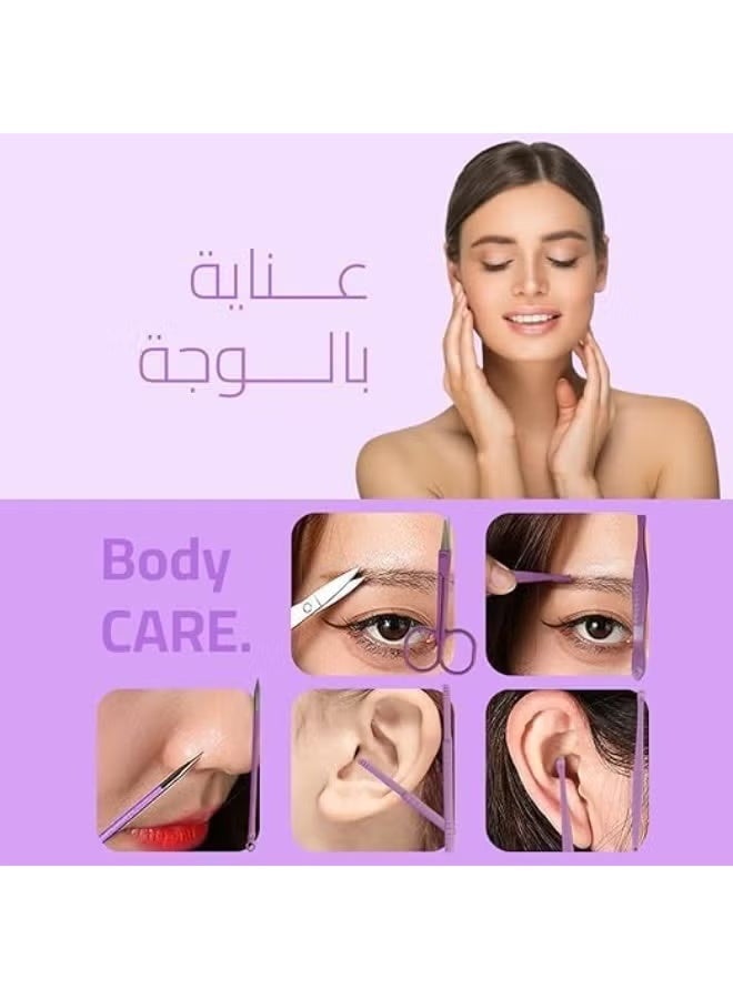 Professional 16-piece manicure set of stainless steel nail care tools with a luxurious leather travel case, suitable for thick nails, purple color. - Image 3