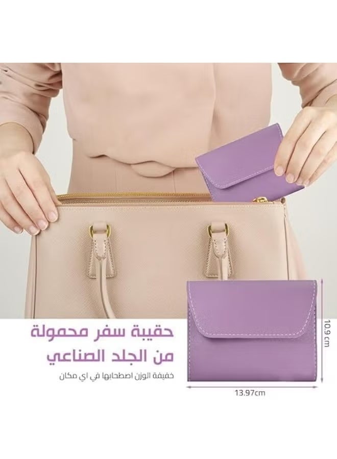 Professional 16-piece manicure set of stainless steel nail care tools with a luxurious leather travel case, suitable for thick nails, purple color. - Image 4