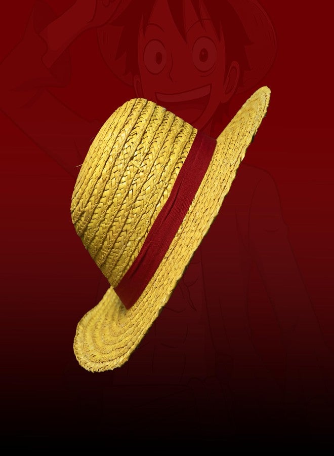Offo One Piece Luffy Yellow Straw Hat Cosplay Accessory - Unisex Anime Costume Hat for Kids & Adults, Lightweight Pirate Hat Collectible for Conventions, Parties & Fans - Image 1