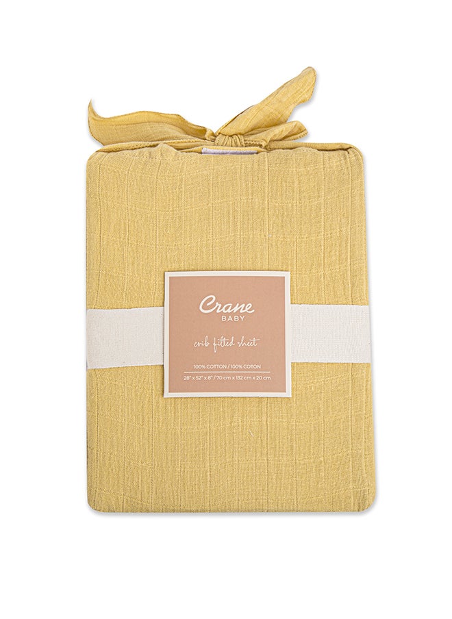 Crane BABY Crib Fitted Sheet, Ochre  - Image 1