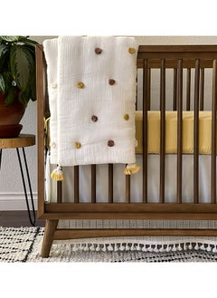Crane BABY Crib Fitted Sheet, Ochre  - Image 5
