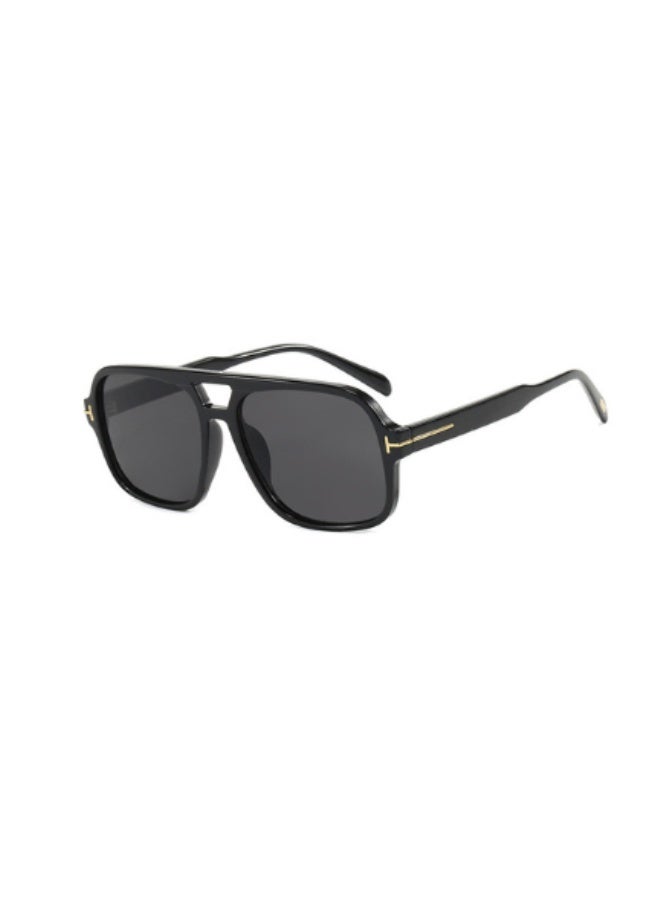 Aviator retro double bridge sunglasses, black. - Image 1
