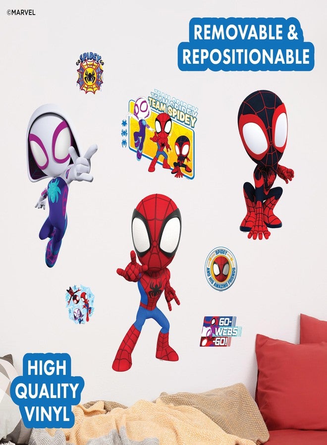 WALL PALZ Marvel Spidey and His Amazing Friends Team Wall Decal - 11"-13" Spidey Spin Ghost Spider Vinyl Stickers for Bedroom Bathroom Decor - Peel and Stick Room Decorations - Image 2