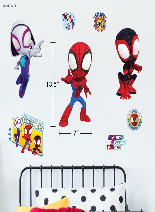 WALL PALZ Marvel Spidey and His Amazing Friends Team Wall Decal - 11"-13" Spidey Spin Ghost Spider Vinyl Stickers for Bedroom Bathroom Decor - Peel and Stick Room Decorations - Image 3