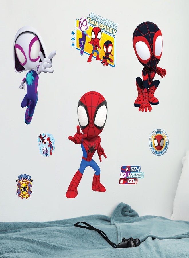 WALL PALZ Marvel Spidey and His Amazing Friends Team Wall Decal - 11"-13" Spidey Spin Ghost Spider Vinyl Stickers for Bedroom Bathroom Decor - Peel and Stick Room Decorations - Image 1