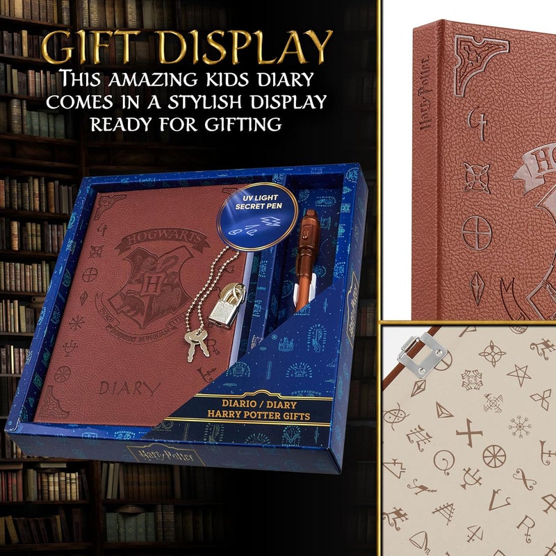 Harry Potter Lockable Diary with UV Invisible Ink Pen for Kids, Teens, Secret Journal with Key, Lined Pages, Stationery Supplies, Gifts for Kids (Brown UV Pen) - Image 5