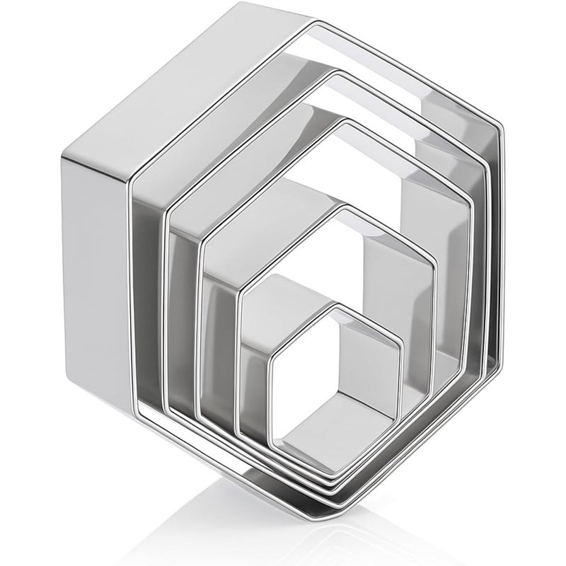 5Pcs Heavy Duty 430 Stainless Steel Hexagon Cookie Cutters for Baking Cupcake Decorating - Image 1