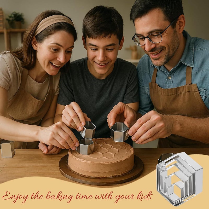5Pcs Heavy Duty 430 Stainless Steel Hexagon Cookie Cutters for Baking Cupcake Decorating - Image 4