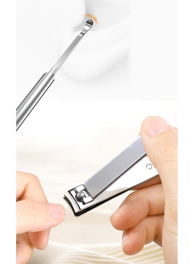 سورسينج باي مجموعة العناية بالأظافر 4 في 1 مع حقيبة تخزين - مقص أظافر من الفولاذ المقاوم للصدأ، وشوكة بشرة، ومقص أذن، ومبرد أظافر - مجموعة قص أظافر للسفر للرجال والنساء - أبيض - Image 3