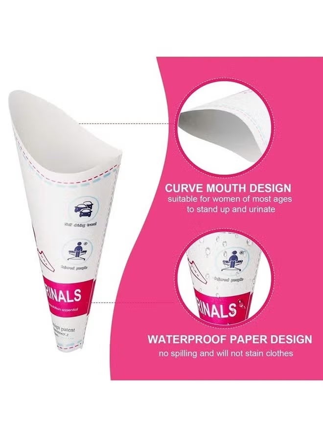 20Pcs Disposable Female Urination Device, Portable Lightweight Women Urinal Funnel Outside Standing Pee Cup Waterproof Paper Standing Urinary Funnel for Camping, Hiking, Pregnant - Image 2