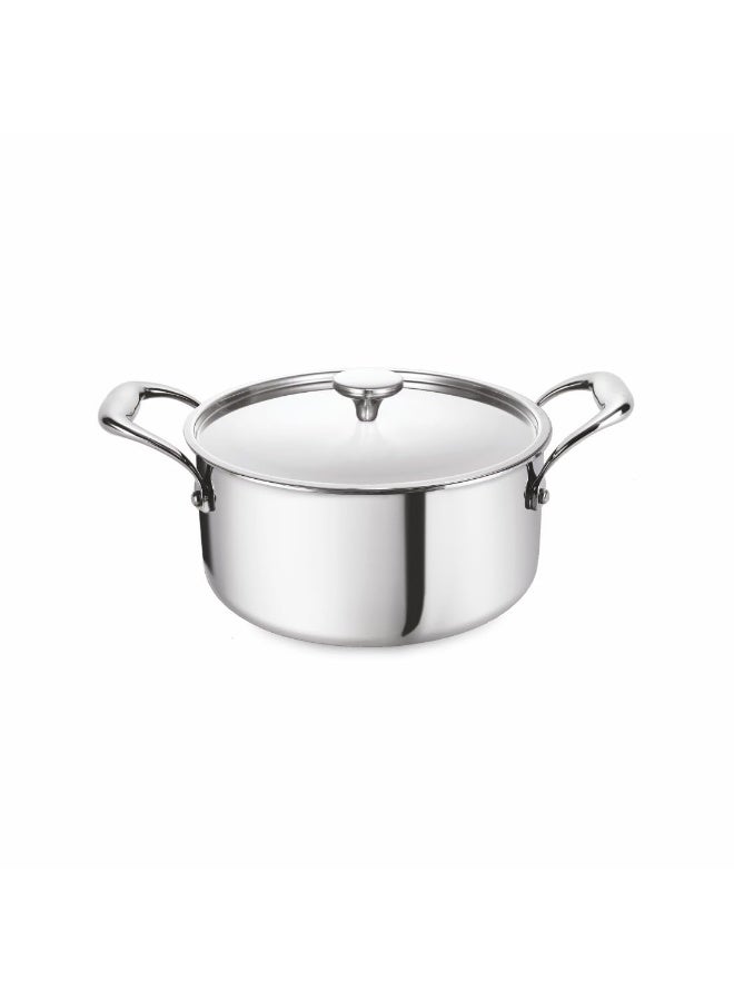 Alda Primero Triply Stainless Steel Sauce Pot with Lid | Stainless Steel Casserole | Tri Ply Biryani Pot with Induction Base |, Dia 26 cm, 6.4 Liter - Image 1
