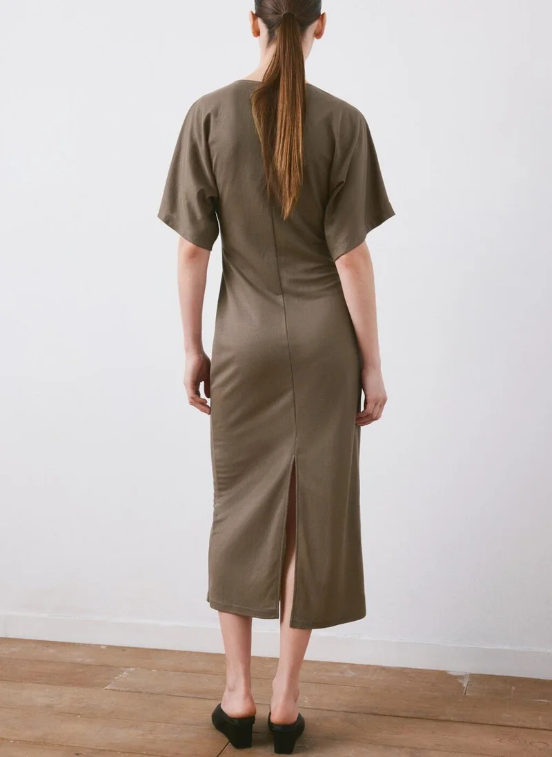 مانجو Side gathered details dress