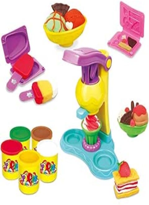 Toyshine DIY Ice Cream Clay Play Set Toy, Make Fancy Clay Ice Cream with Clay, Real Clay Vending Machine, Clay Tubs, Non Toxic