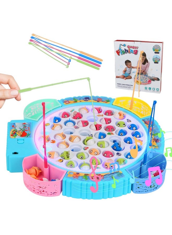 QuadPro Magnetic Fishing Games Set - Educational Toddler & Kids Fishing Toys | 45 Fish, 8 Poles, Rotating Board with Music & LED | Ideal Go Fish Toy for Fun! - Image 1