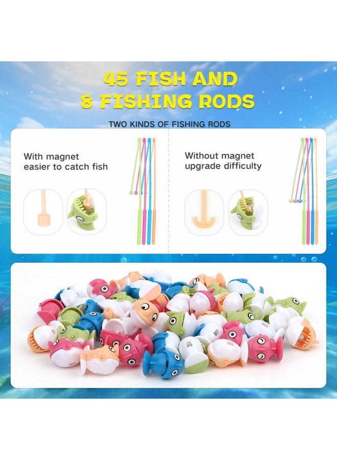 QuadPro Magnetic Fishing Games Set - Educational Toddler & Kids Fishing Toys | 45 Fish, 8 Poles, Rotating Board with Music & LED | Ideal Go Fish Toy for Fun! - Image 5