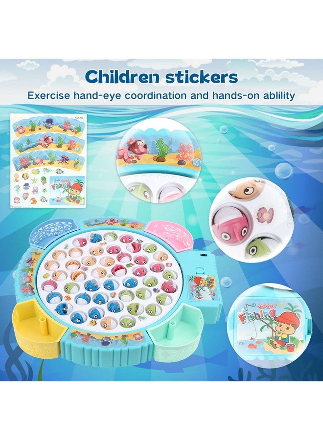 QuadPro Magnetic Fishing Games Set - Educational Toddler & Kids Fishing Toys | 45 Fish, 8 Poles, Rotating Board with Music & LED | Ideal Go Fish Toy for Fun! - Image 4