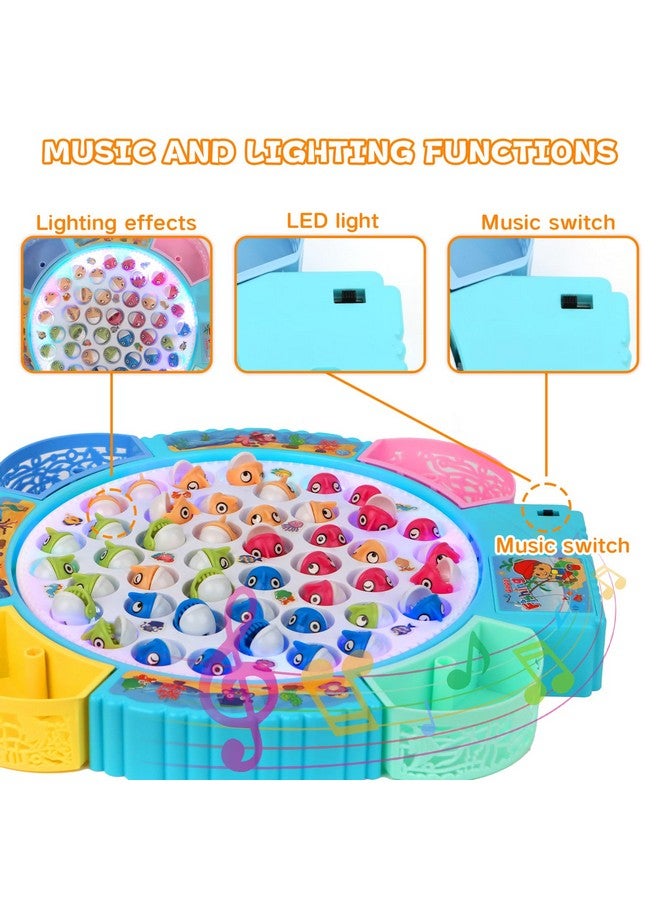 QuadPro Magnetic Fishing Games Set - Educational Toddler & Kids Fishing Toys | 45 Fish, 8 Poles, Rotating Board with Music & LED | Ideal Go Fish Toy for Fun! - Image 2