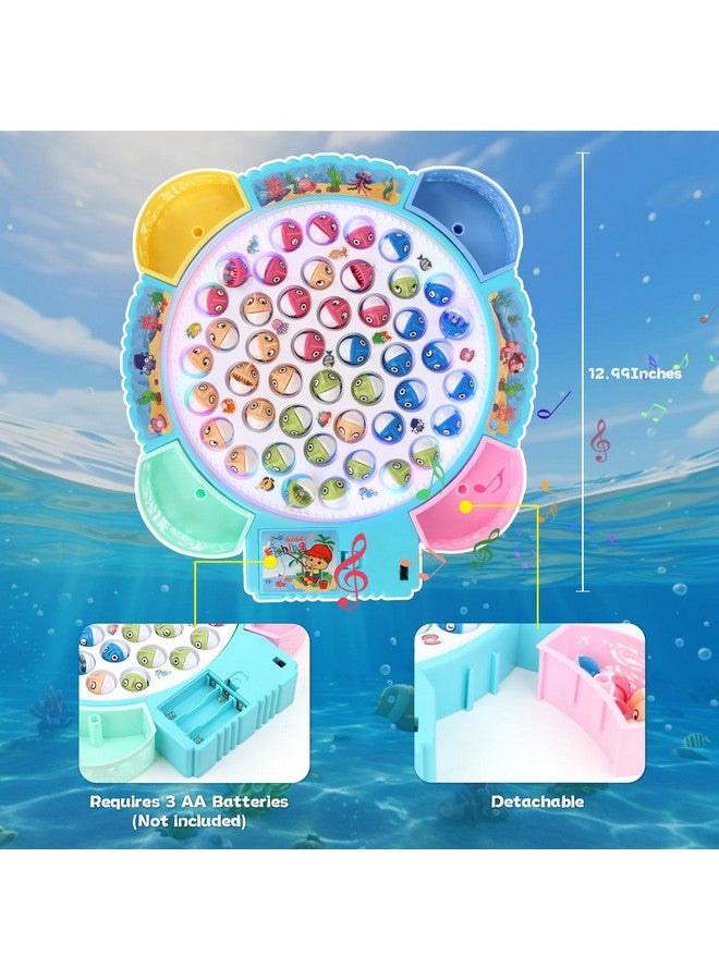 QuadPro Magnetic Fishing Games Set - Educational Toddler & Kids Fishing Toys | 45 Fish, 8 Poles, Rotating Board with Music & LED | Ideal Go Fish Toy for Fun! - Image 3