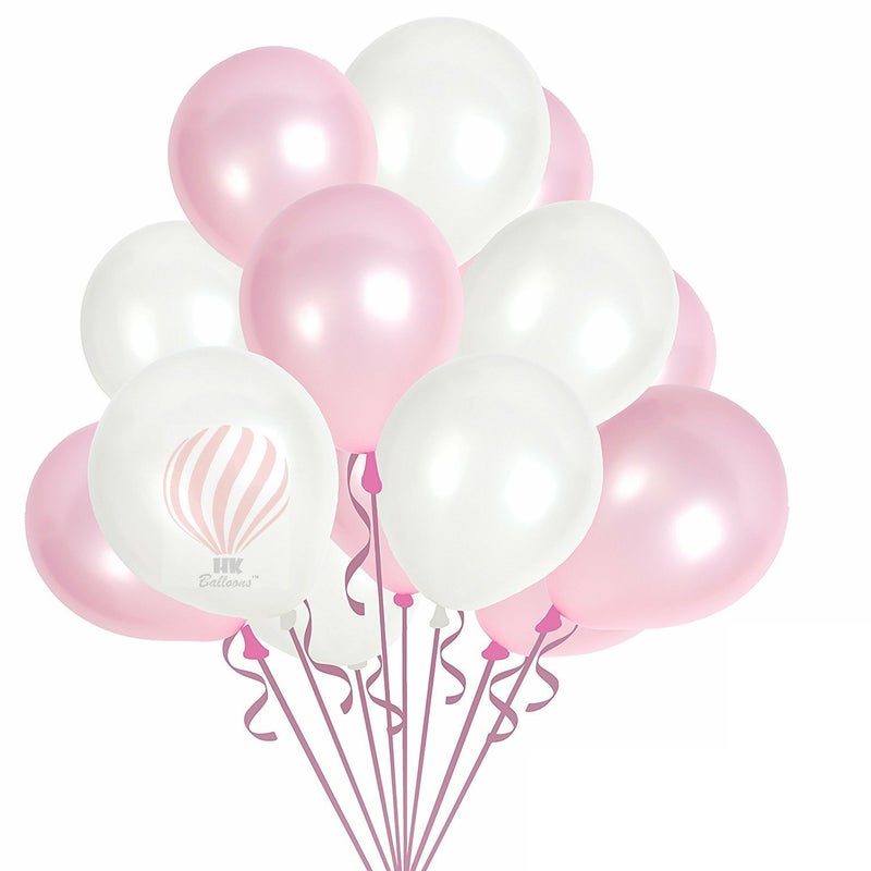 HK balloons 100Pcs White Pink Latex Balloons Premium Helium Balloons for Birthday Wedding Valentine Engagement Anniversary Christmas Festival Baby Shower Party Decorations Balloon - Image 1