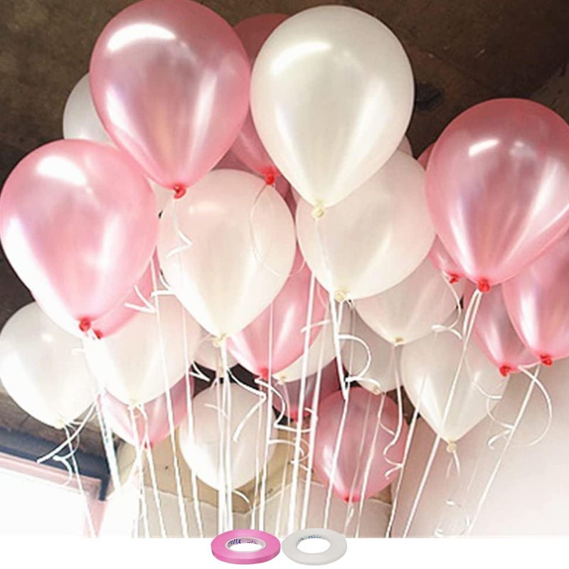 HK balloons 100Pcs White Pink Latex Balloons Premium Helium Balloons for Birthday Wedding Valentine Engagement Anniversary Christmas Festival Baby Shower Party Decorations Balloon - Image 3