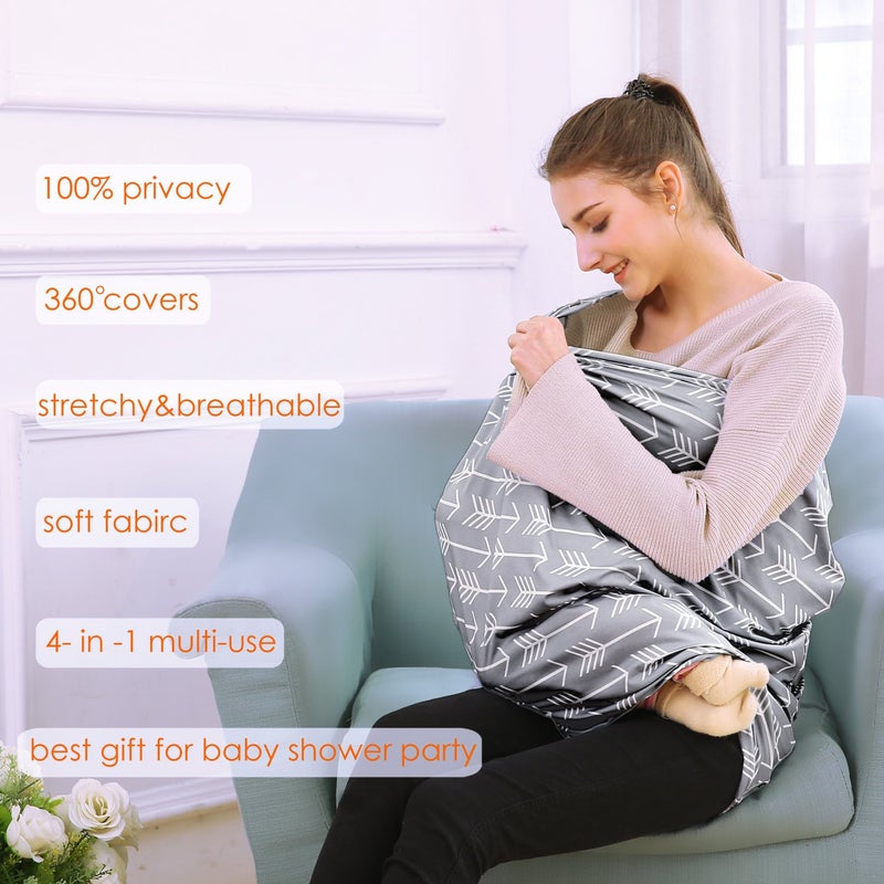Hicoco Car Seat Canopy Breastfeeding Cover - Multi Use Baby Stroller and Carseat Cover, Breastfeeding Covers, Boys and Girls Shower Gifts (Classical Arrows) - Image 3