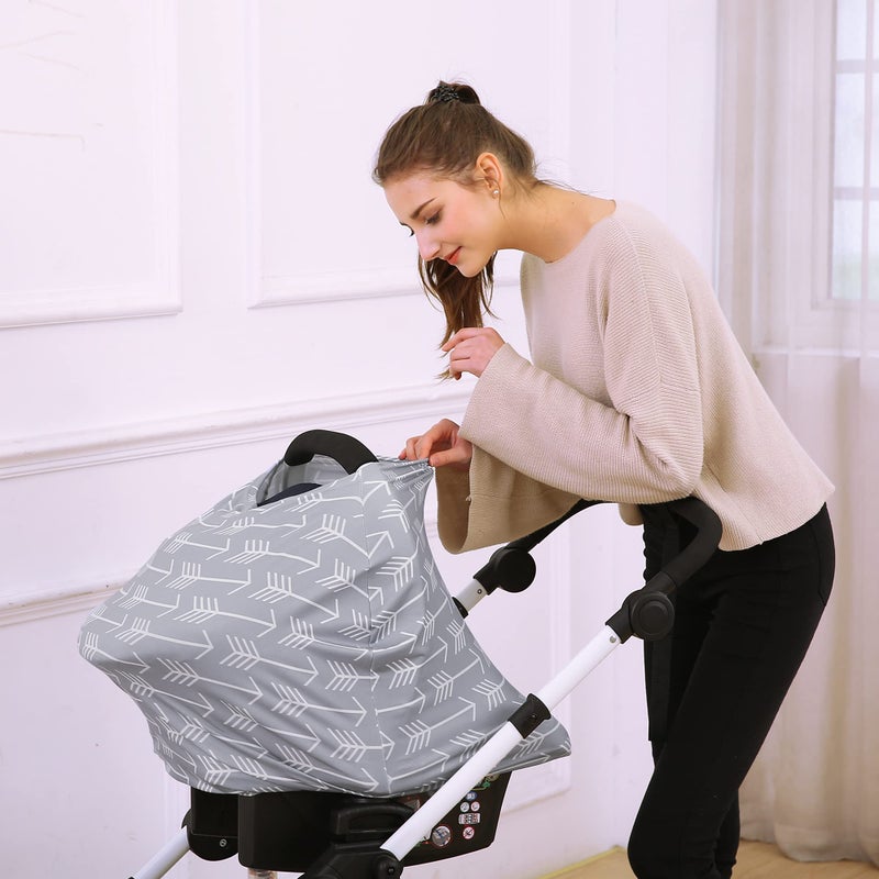 Hicoco Car Seat Canopy Breastfeeding Cover - Multi Use Baby Stroller and Carseat Cover, Breastfeeding Covers, Boys and Girls Shower Gifts (Classical Arrows) - Image 5