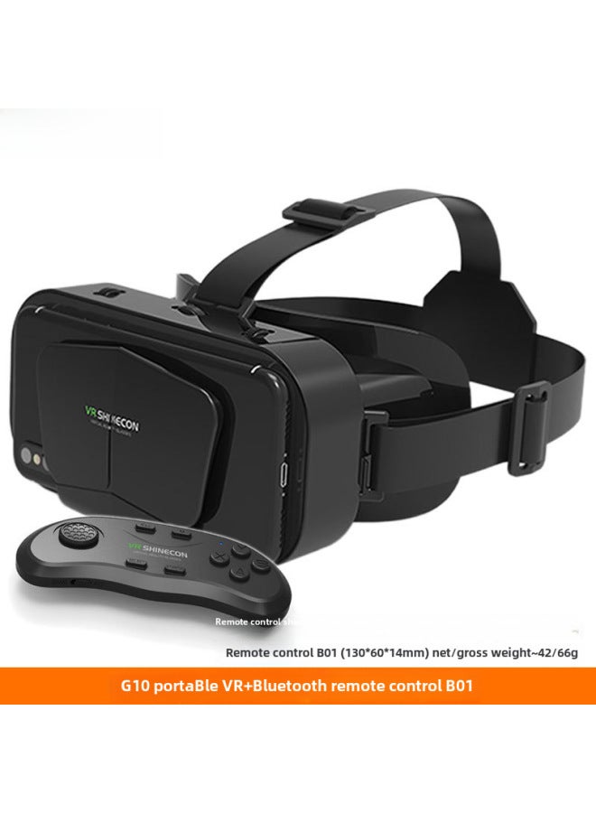 3D Virtual Reality Headset G10 Mobile Cinema Gaming Helmet Portable Lightweight VR Glasses For Smartphones Student Adult Elderly-Color:G10 Black (English) B01 Bluetooth Remote Control