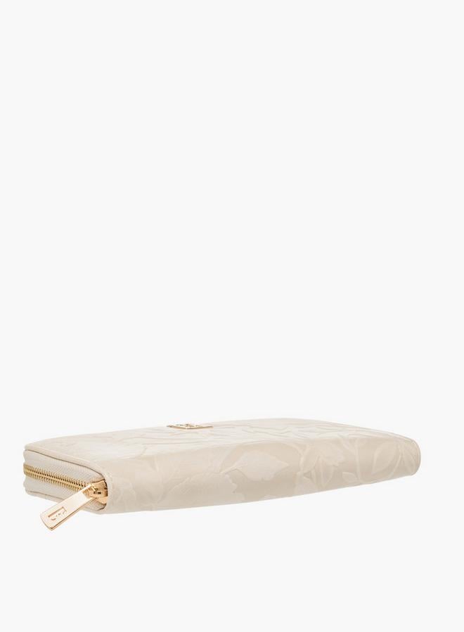 ELLE Floral Embossed Zip-Around Wallet - Image 4