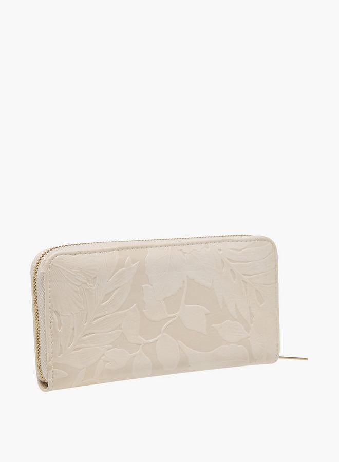 ELLE Floral Embossed Zip-Around Wallet - Image 2