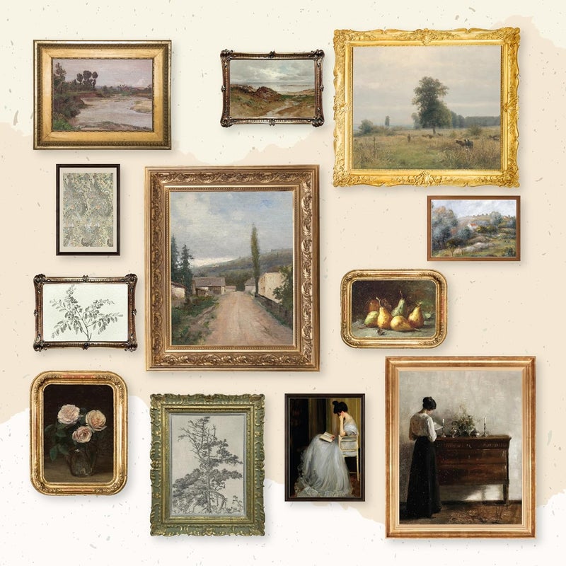 97 Decor Vintage Wall Art Prints - French Antique Decor, Vintage Pictures Wall Decorations, Moody Gallery Wall Art, Landscape Paintings Farmhouse Antique Posters for Home Bedroom (8x10 Unframed) - Image 1
