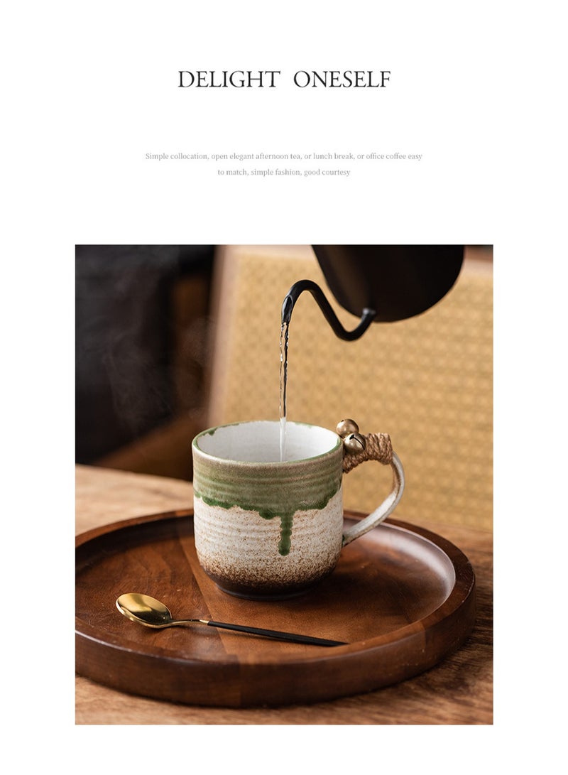 Special-Shaped Mugs, Retro Ceramic Cups, Irregular Cups, Stoneware Water Cups, High-Value Coffee Cups（Green 260ml） - Image 4