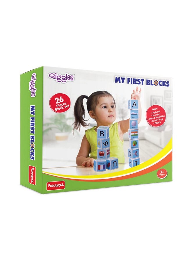 Funskool Funskool Giggles - My First Block,Learning Acitvity,Motor Skills, Learn Letters and Numbers, Fruits & Vegetables, Country Flags, Mutlicolor,for 3 Years and Above.  - Image 1