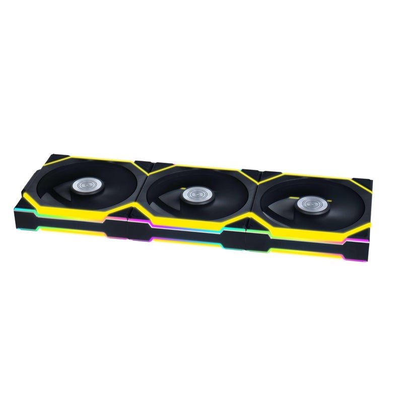 Lian Li UNI Fan SL Wireless 120mm ARGB Fan Triple Pack 24 GHz Wireless Signal for RGB Fan Control Customizable Lighting Effects Controller Included Required Black 12SL1W3B