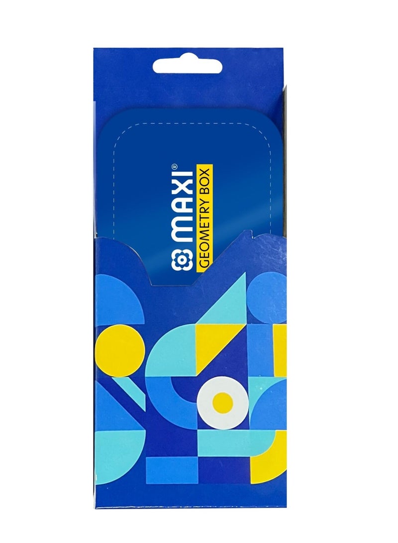 9-Piece Geometric Instruments For School in Metal Box Blue