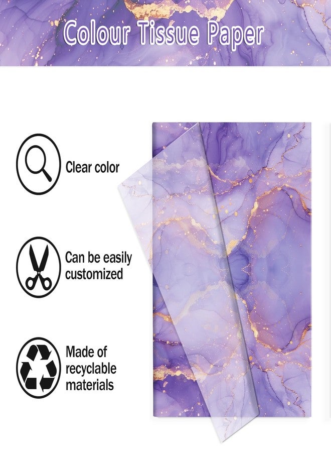 MOZUI 50 Sheets 20x14 Inch Gold Purple Marble Tissue Paper Bulk, Gold Purple Marble Gift Wrapping Tissue for Birthday Party, Wedding Decoration, Gift Packaging, DIY Craft Projects, Bouquet Wrapping - Image 2