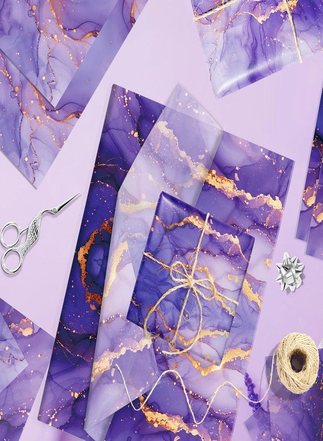 MOZUI 50 Sheets 20x14 Inch Gold Purple Marble Tissue Paper Bulk, Gold Purple Marble Gift Wrapping Tissue for Birthday Party, Wedding Decoration, Gift Packaging, DIY Craft Projects, Bouquet Wrapping - Image 5