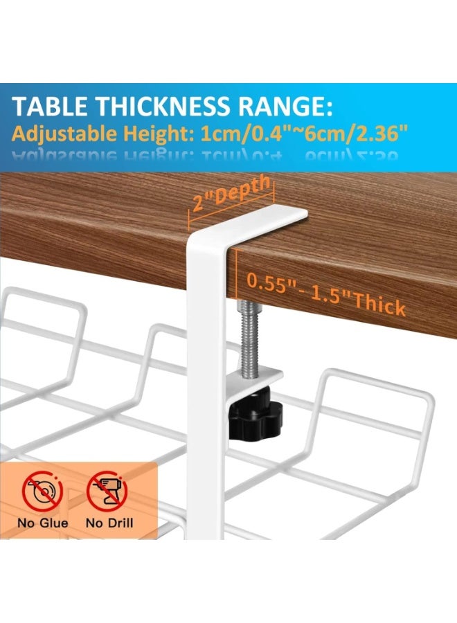 Under Desk Cable Management Tray, Drill Free Metal Desk Cable Organizers, Wire Management Tray Cable Management Rack, Large Capacity, Can Hold Surge Protectors, Power Strips, Adapters - Image 4