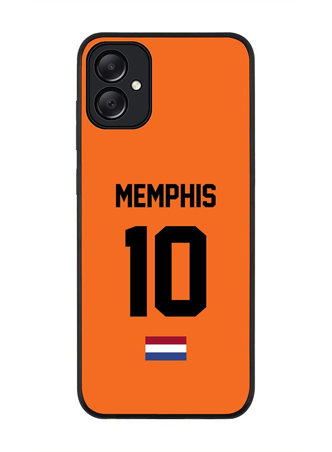 Stylizedd Rugged Black edge case for Samsung Galaxy A05, Slim fit Soft Case Flexible Thin Cover- Football Team-Netherlands, Player Name-Memphis - Image 1