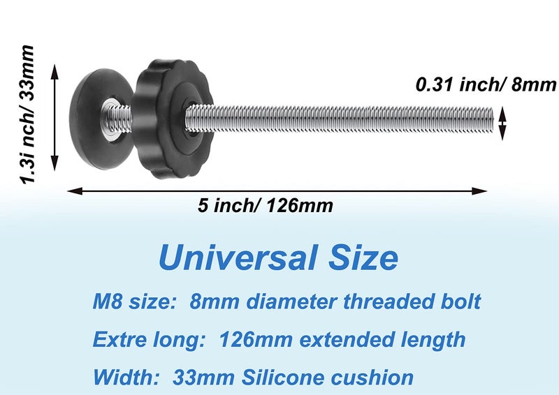 PAFOWO 4Pcs Universal Baby Gates Threaded Spindle Rod, M8 (8mm) Replacement Bolt Part for Pet Pressure Mounted Safety Gates, Extra Long Baby Tension Gate Extender (Black) - Image 3