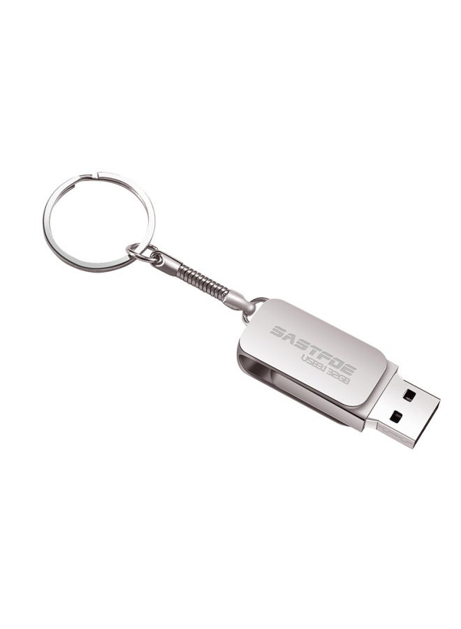Metal Usb Flash Drive With Logo Engraving And Bidding 16g Exhibition Promotion Gift High-speed 64g Car 32g Creative Usb Flash Drive-Color:Silver-Capacity:128GB - Image 1