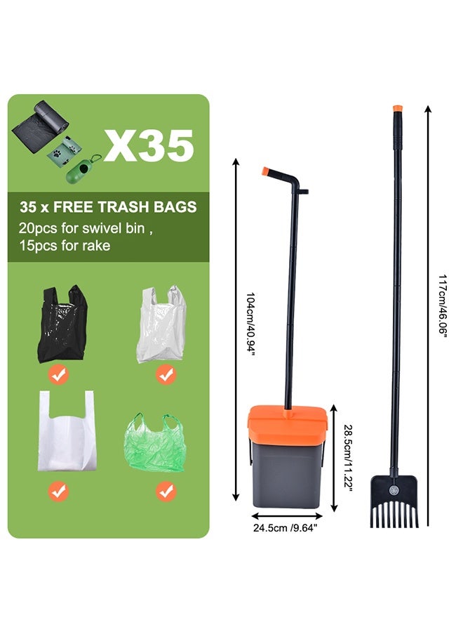 JCB CHIC Pet Pooper Scooper，2-in-1  Heavy Duty Pet Waste Scooper with Tray and Rake，Portable Poop Pick Up Tool with Waste Bags for Outdoor Yard Cleanup - Image 2