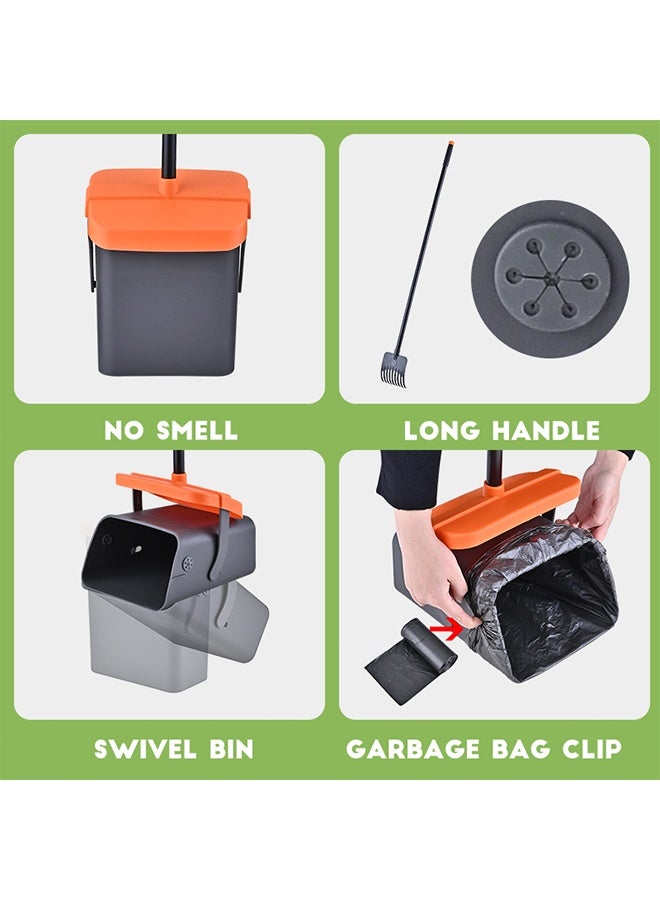 JCB CHIC Pet Pooper Scooper，2-in-1  Heavy Duty Pet Waste Scooper with Tray and Rake，Portable Poop Pick Up Tool with Waste Bags for Outdoor Yard Cleanup - Image 3