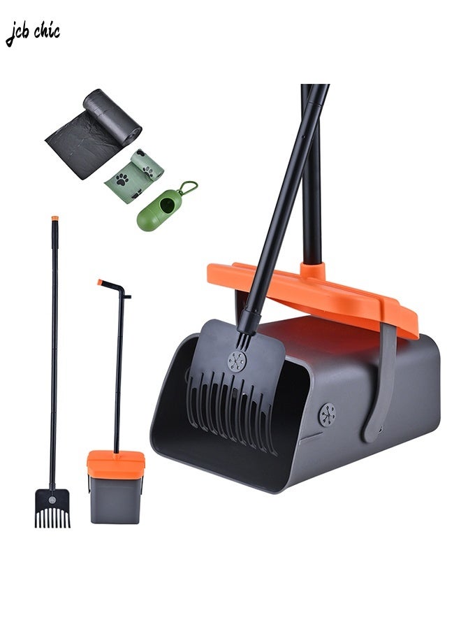 JCB CHIC Pet Pooper Scooper，2-in-1  Heavy Duty Pet Waste Scooper with Tray and Rake，Portable Poop Pick Up Tool with Waste Bags for Outdoor Yard Cleanup - Image 1