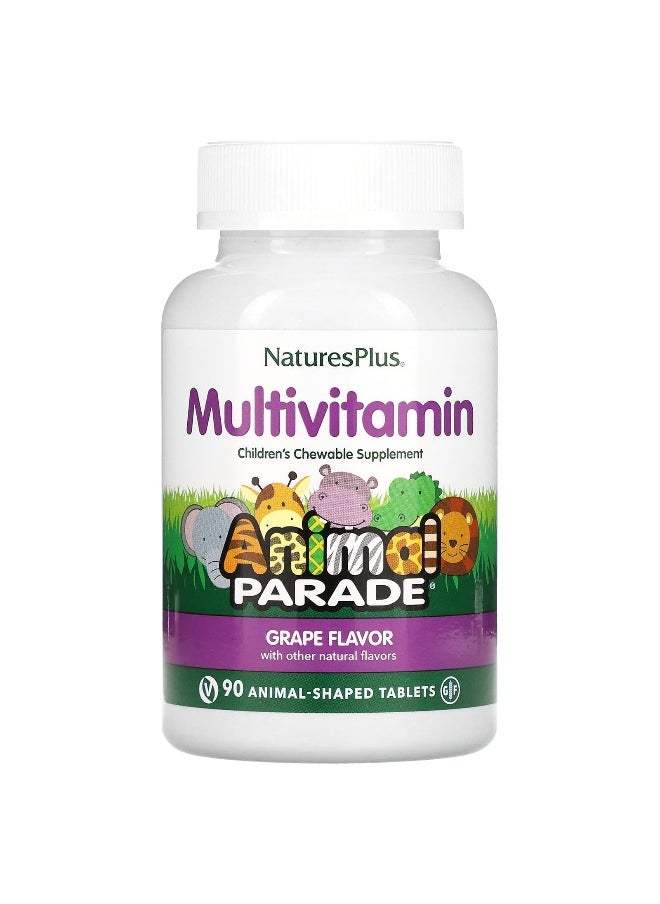 Natures Plus NaturesPlus, Animal Parade, Children's Chewable Multivitamin Supplement, Grape, 90 Animal-Shaped Tablets  - Image 1