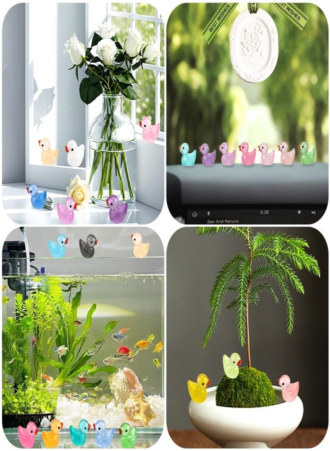 Tmtains Mini Ducks Glow in The Dark 120Pcs Slime Charms Bulk Cute Tiny Resin Duck Figures Plastic Little Flatback Charms for Jewelry Making DIY Dollhouse Decor Garden Micro Landscape Aquarium Potted - Image 3