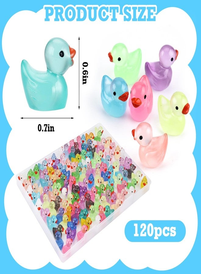 Tmtains Mini Ducks Glow in The Dark 120Pcs Slime Charms Bulk Cute Tiny Resin Duck Figures Plastic Little Flatback Charms for Jewelry Making DIY Dollhouse Decor Garden Micro Landscape Aquarium Potted - Image 4