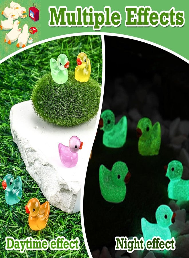 Tmtains Mini Ducks Glow in The Dark 120Pcs Slime Charms Bulk Cute Tiny Resin Duck Figures Plastic Little Flatback Charms for Jewelry Making DIY Dollhouse Decor Garden Micro Landscape Aquarium Potted - Image 5