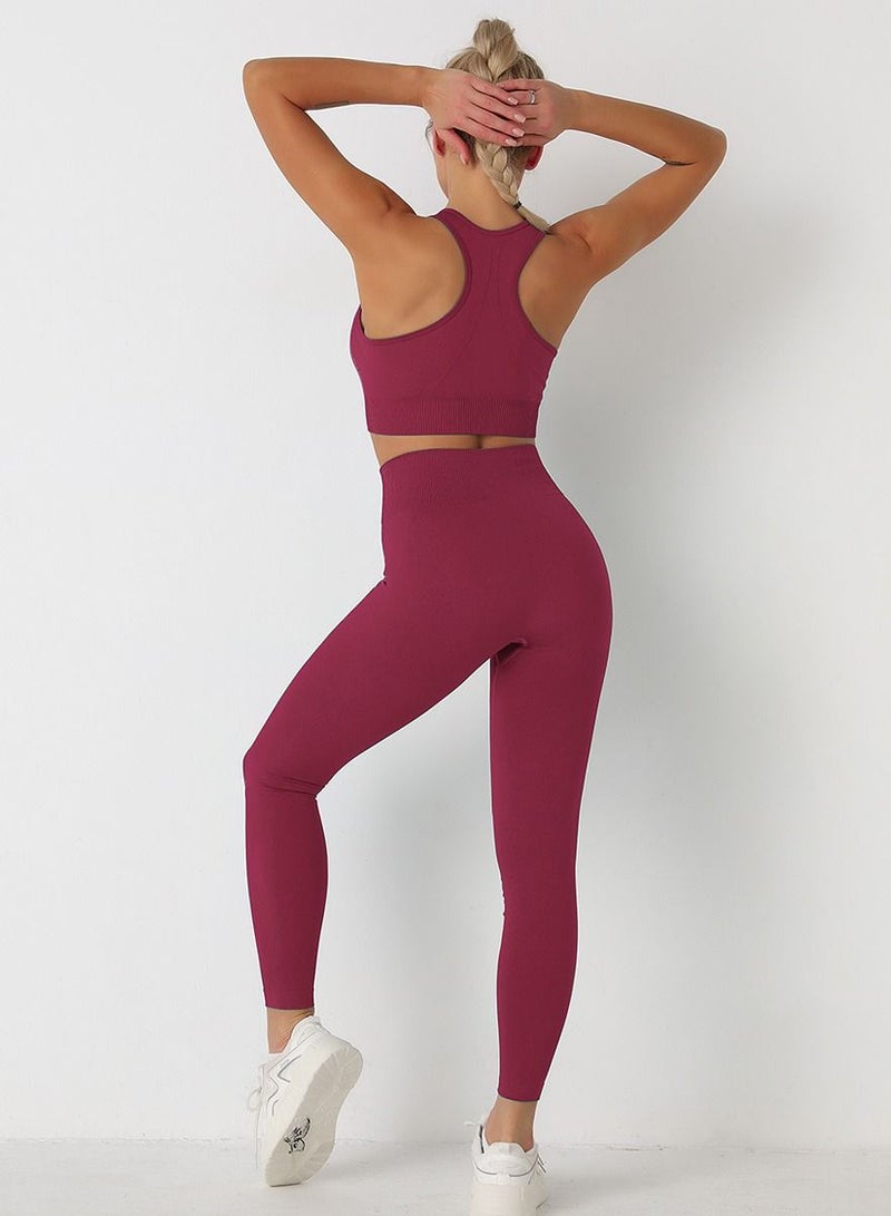 Loquat 2 Pcs of seamless knit fit hip Lift Moisture Absorption and Sweat Removal Exercise Fitness Suit Beauty Back Fitness bra Yoga Suit  - Image 3